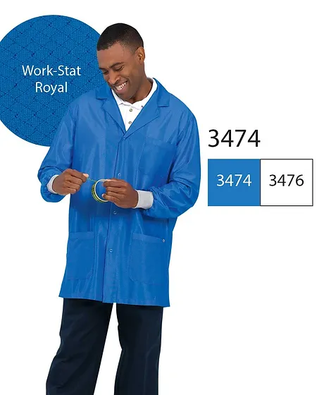  Work-Stat V-Neck Collar Lab Jacket Anti-Static Knit Cuffs